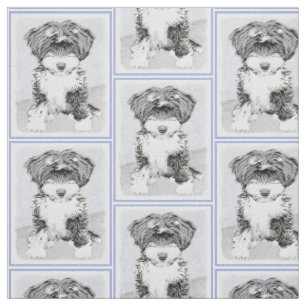 Tibetan Terrier Painting - Cute Original Dog Art Fabric