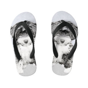 Tibetan Terrier Painting - Cute Original Dog Art Kid's Jandals