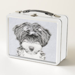 Tibetan Terrier Painting - Cute Original Dog Art Metal Lunch Box