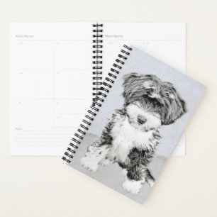 Tibetan Terrier Painting - Cute Original Dog Art Planner