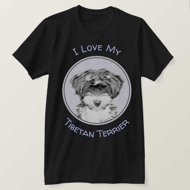 Tibetan Terrier Painting - Cute Original Dog Art T-Shirt (Design Front)