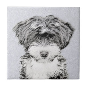 Tibetan Terrier Painting - Cute Original Dog Art Tile