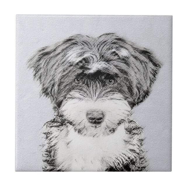 Tibetan Terrier Painting - Cute Original Dog Art Tile (Front)