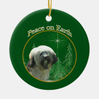 Tibetan Terrier Peace Ceramic Tree Decoration