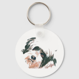 Tibetan Terrier portrait Key Ring