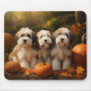 Tibetan Terrier Puppy Autumn Delight Pumpkin Mouse Pad