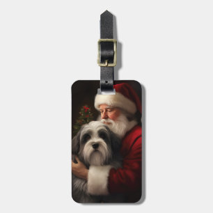 Tibetan Terrier Santa Claus Festive Christmas Luggage Tag