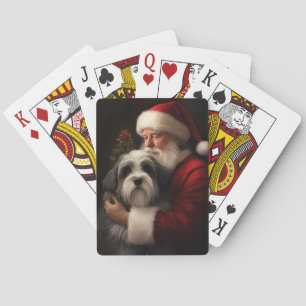 Tibetan Terrier Santa Claus Festive Christmas Playing Cards
