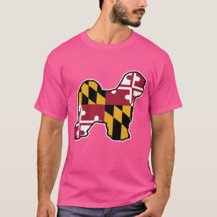 Tibetan Terrier Silhouette with Maryland Flag T-Shirt