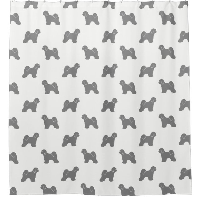 Tibetan Terrier Silhouettes Pattern Shower Curtain (Front)