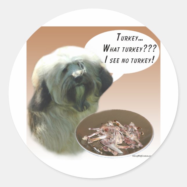 Tibetan Terrier Turkey Classic Round Sticker (Front)