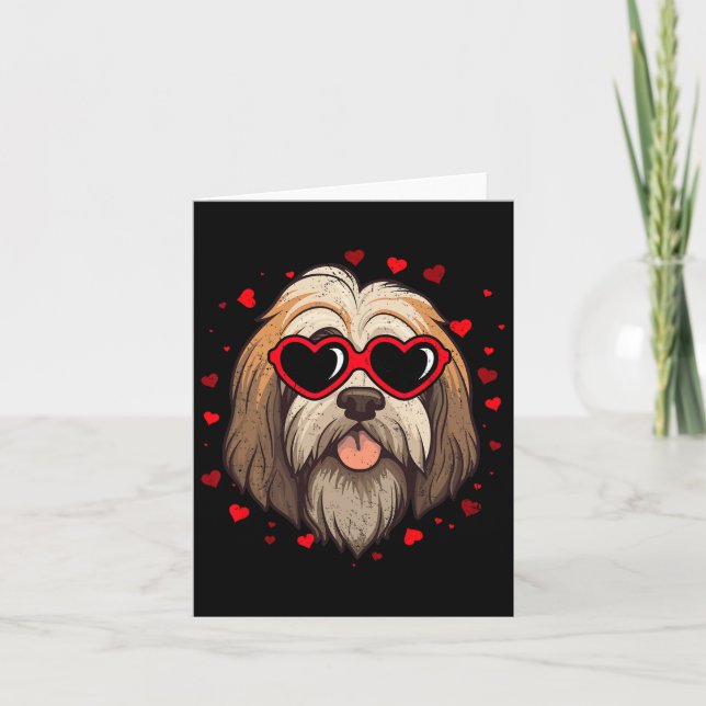 Tibetan Terrier Valentine Heart Cute Dog Lovers  Card (Front)