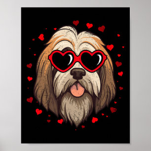 Tibetan Terrier Valentine Heart Cute Dog Lovers Poster