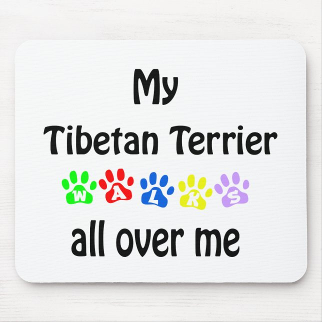 Tibetan Terrier Walks Design Mouse Pad (Front)