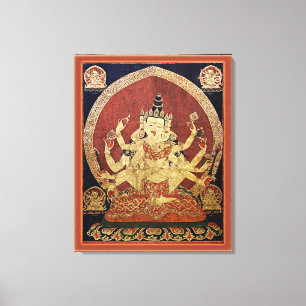 Tibetan Thangka of Guhyasamaja Akshobhyavajra Canvas Print