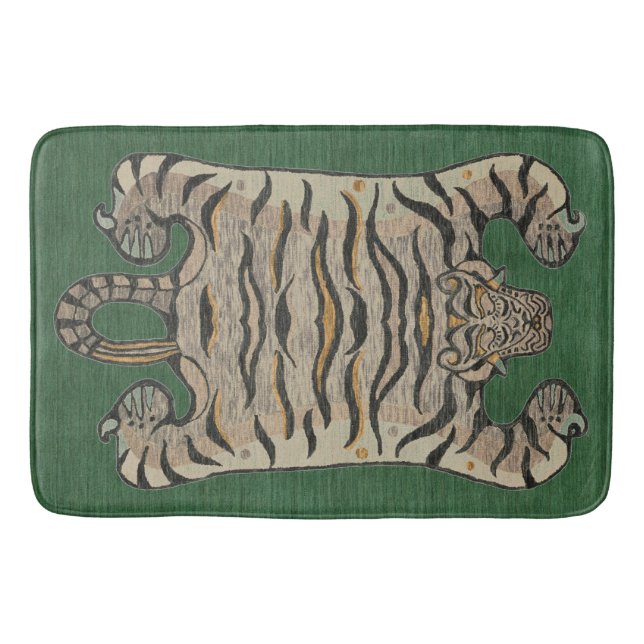 Tibetan Tiger Bath Mat Green (Front)