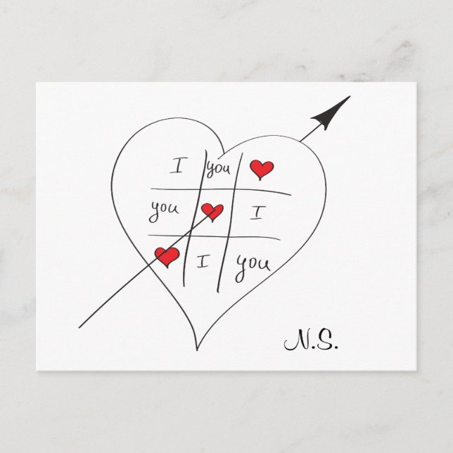 Tic Tac Love Toe Postcard (Front)