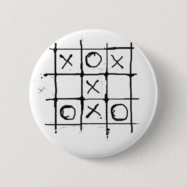 Tic tac toe 6 cm round badge (Front)