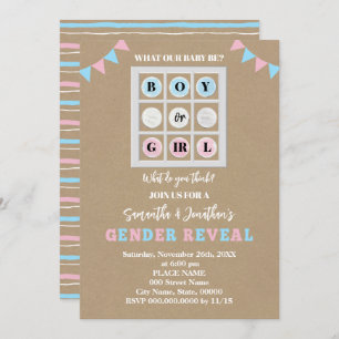 Tic Tac Toe Boy or Girl Gender Reveal  Invitation