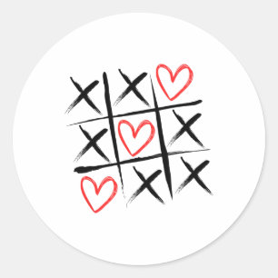 Tic-tac-toe Hearts And Crosses Valentine's Day Classic Round Sticker