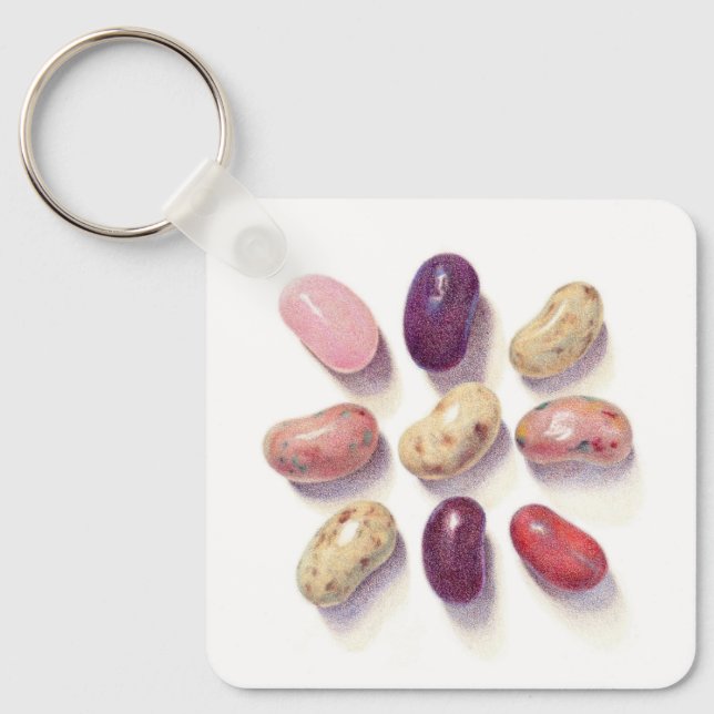 TIC TAC TOE JELLY BEANS Aluminium Square Keychain (Front)