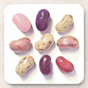 TIC TAC TOE JELLY BEANS Hard Plastic Coasters