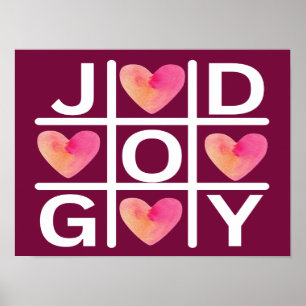 Tic Tac Toe Joy and God Christian Faith Poster