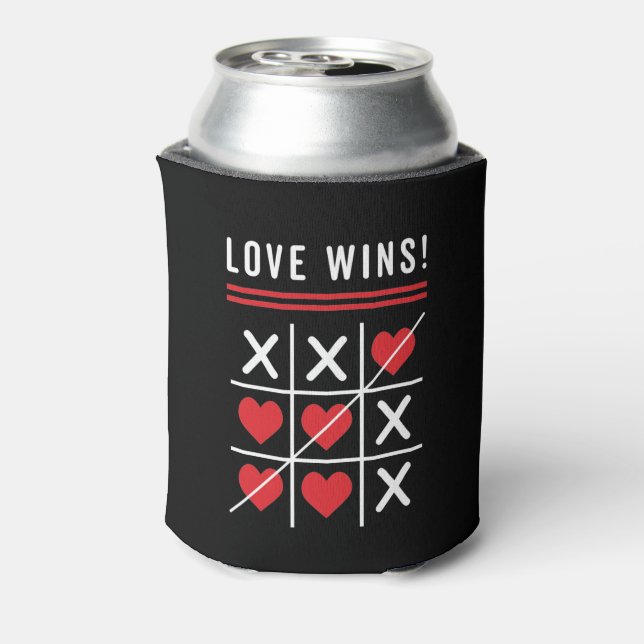 Tic Tac Toe Love Wins Birthday Valentine's Day Can Cooler (Can Back)