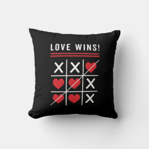 Tic Tac Toe Love Wins Birthday Valentine's Day Cushion