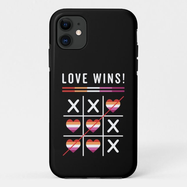 Tic Tac Toe Love Wins LGBTQ Lesbian Pride Case-Mate iPhone Case (Back)