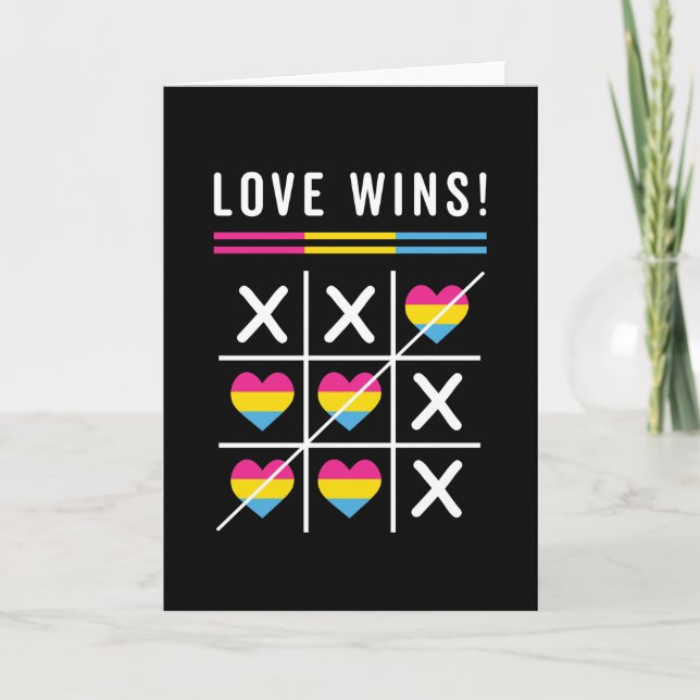 Tic Tac Toe Love Wins LGBTQ Pansexual Pride Card (Front)