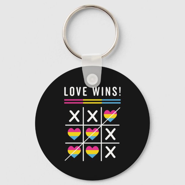 Tic Tac Toe Love Wins LGBTQ Pansexual Pride Key Ring (Front)