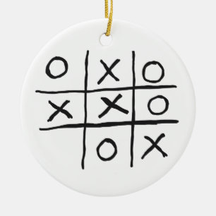 Tic Tac Toe Noughts and Crosses Ceramic Tree Decoration