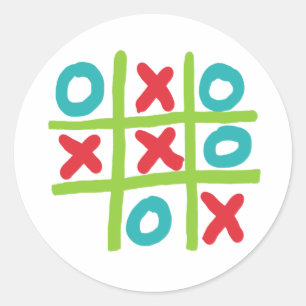 Tic-tac-toe Noughts and Crosses Classic Round Sticker