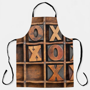 tic-tac-toe or noughts and crosses game - vintage  apron