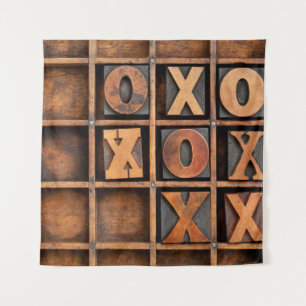 tic-tac-toe or noughts and crosses game - vintage tapestry