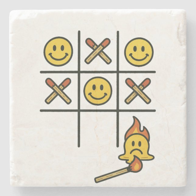 Tic Tac Toe  Stone Coaster (Front)