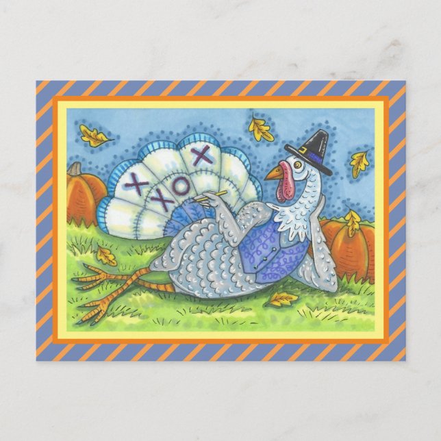 TIC TAC TOE TURKEY, FUN THANKSGIVING BIRD GAMES POSTCARD (Front)