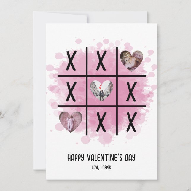 Tic Tac Toe Valentine Photo Holiday Card (Front)