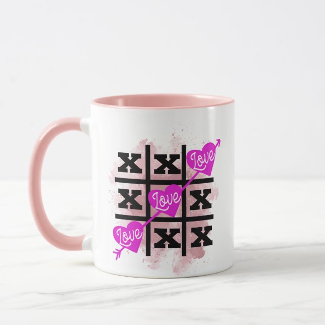 Tic Tac Toe valentines Hearts Gift  Mug (Left)