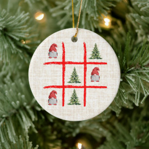 Tic Tac Toe Xmas Trees – Cozy Linen Scandinavian Ceramic Tree Decoration