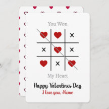 Tic-Tac-Toe: You Won My Heart Valentine’s Day Card