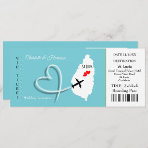 Ticket Boarding Pass Wedding Destination St Lucia Invitation