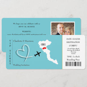 Ticket Pass Wedding Destination Corfu Invitation