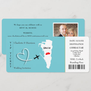 Ticket Pass Wedding Destination Gibraltar Invitation