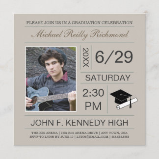 Ticket Photo Graduation Invite: Tan Invitation