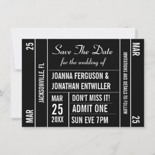 Ticket Stub Save The Date Invitation