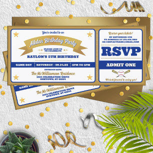 Ticket Style Baseball Birthday Party Invitation
