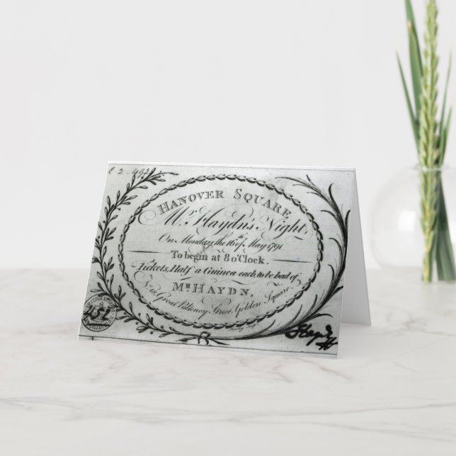 Ticket to 'Mr. Haydn's Night' in Hanover Card (Front)