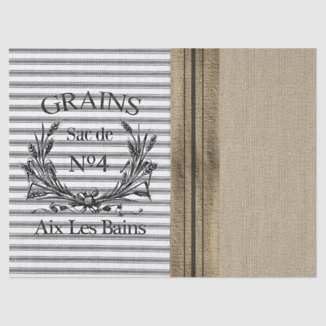 Ticking Burlap Grain Sack Tissue Paper (Front)